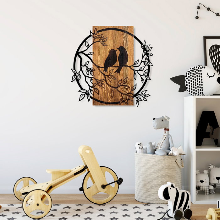 Wallity Couple Birds Escultura de Pared en Nogal y Negro Wallity Couple Birds Escultura de Pared en Nogal y Negro
